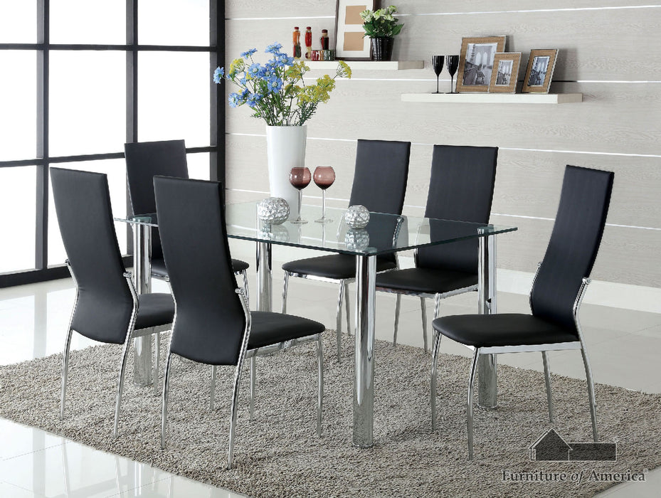 Kalawao Table + 6 Chairs - Chrome/Black