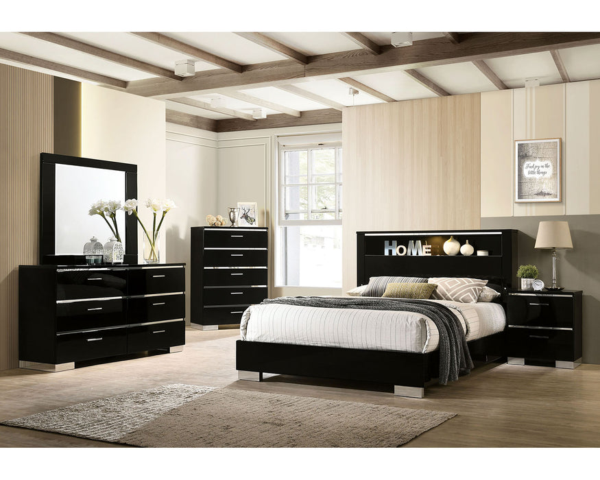 Carlie Bed - Queen / Black/Chrome