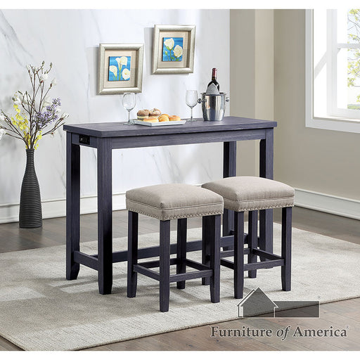 Caerleon 3PC Counter HT. Table Set W/ Usb Charger - Antique Blue/Gray