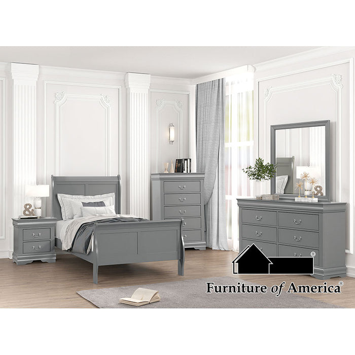 Louis Philippe Bed - Twin / Gray