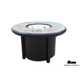 Dining Set Outdoor 42'' Slate Top Gas Fire Pit Black