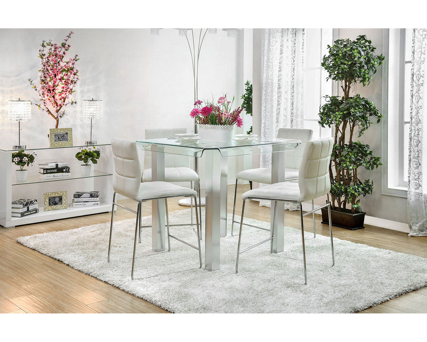 Richfield Table + 4 Black Chairs - Silver/Chrome