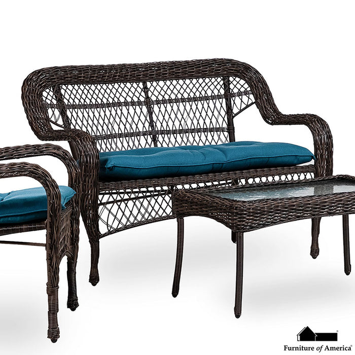Oliveri Wicker Loveseat - 9PC/STACK - Brown/Dark Teal