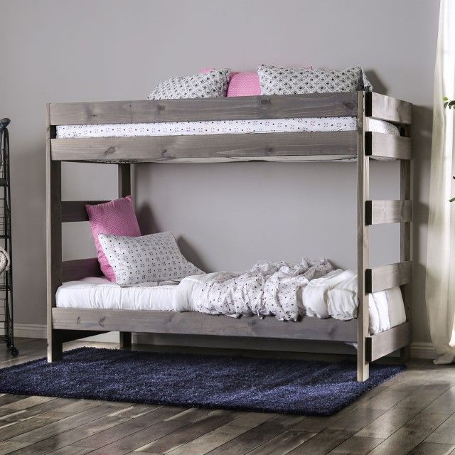 Ampelios T/T Bunk Bed W/ 2 Slat Kits - Black/Light Oak