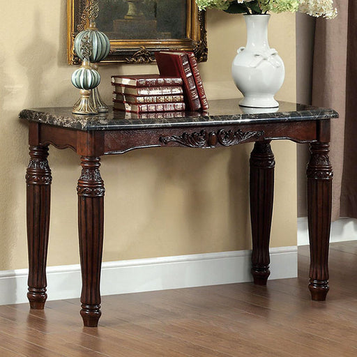 Brampton Faux Marble Top Sofa Table - Espresso/Black