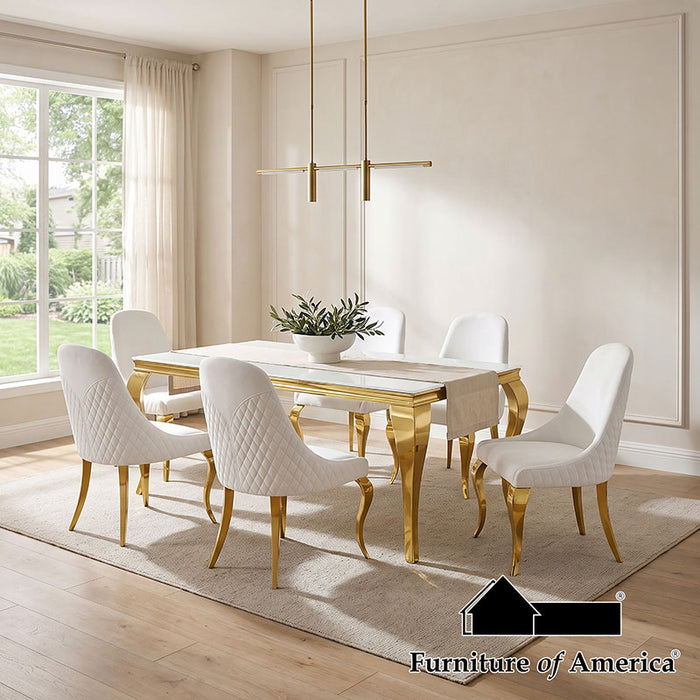 Neuveville 7 Pc Dining Table Set - Gold/White / 7 PC. Dining Table Set