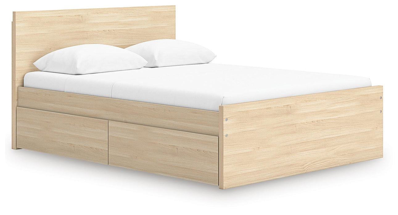 Cama de plataforma con panel tamaño queen Onita con 1 espacio de almacenamiento lateral