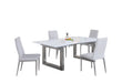 Contemporary Dining Set w/ White Extendable Table & 4 Gray Chairs EBONY-DESIREE-5PC