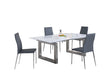 Contemporary Dining Set w/ White Extendable Table & 4 Upholstered Chairs EBONY-ELSA-5PC