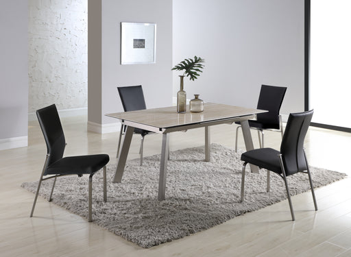 Contemporary Dining Set w/ Extendable Ceramic Top Table & Motion-Back Chairs ELEANOR-MOLLY-5PC-BLK