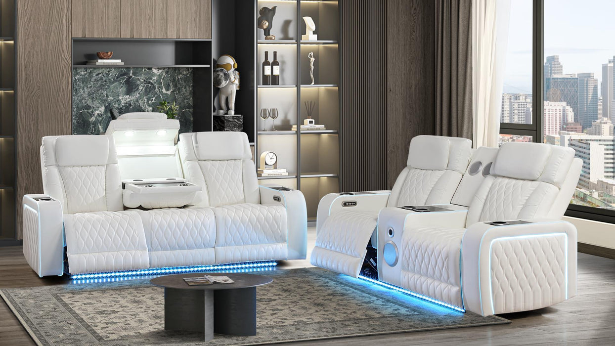 Electra Living Room Set – Electra 2 Pc Living Room Set In White by Galaxy Home Furnishings