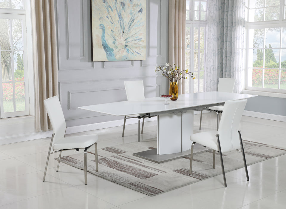 Dining Set w/ Extendable Wooden Dining Table & Motion-Back Chairs ELIZABETH-MOLLY-5PC-WHT