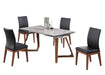 Dining Set w/ Extendable Ceramic Table & Solid Wood Chairs EMILIA-EMMA-5PC