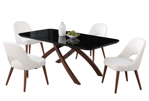 Dining Set w/ Black Glass Table & Open Back Chairs EMILY-KENZA-5PC