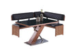 Modern Set w/ Wooden & Black Glass Table & Nook EMMA-2PC