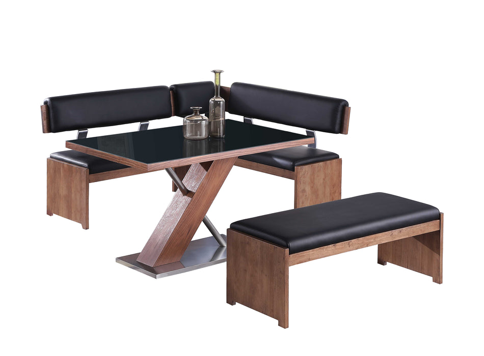 Modern All-wood Dining Set w/ Table, Nook & Bench EMMA-3PC