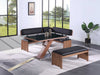 Modern All-wood Dining Set w/ Table, Nook & Bench EMMA-3PC