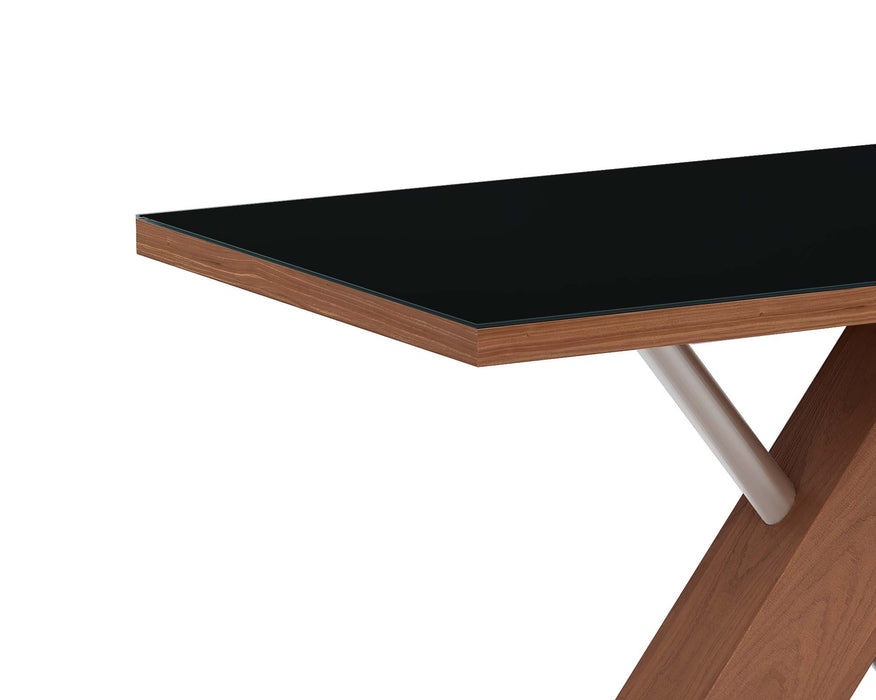 Modern Wooden Black Glass Top Dining Table EMMA-DT