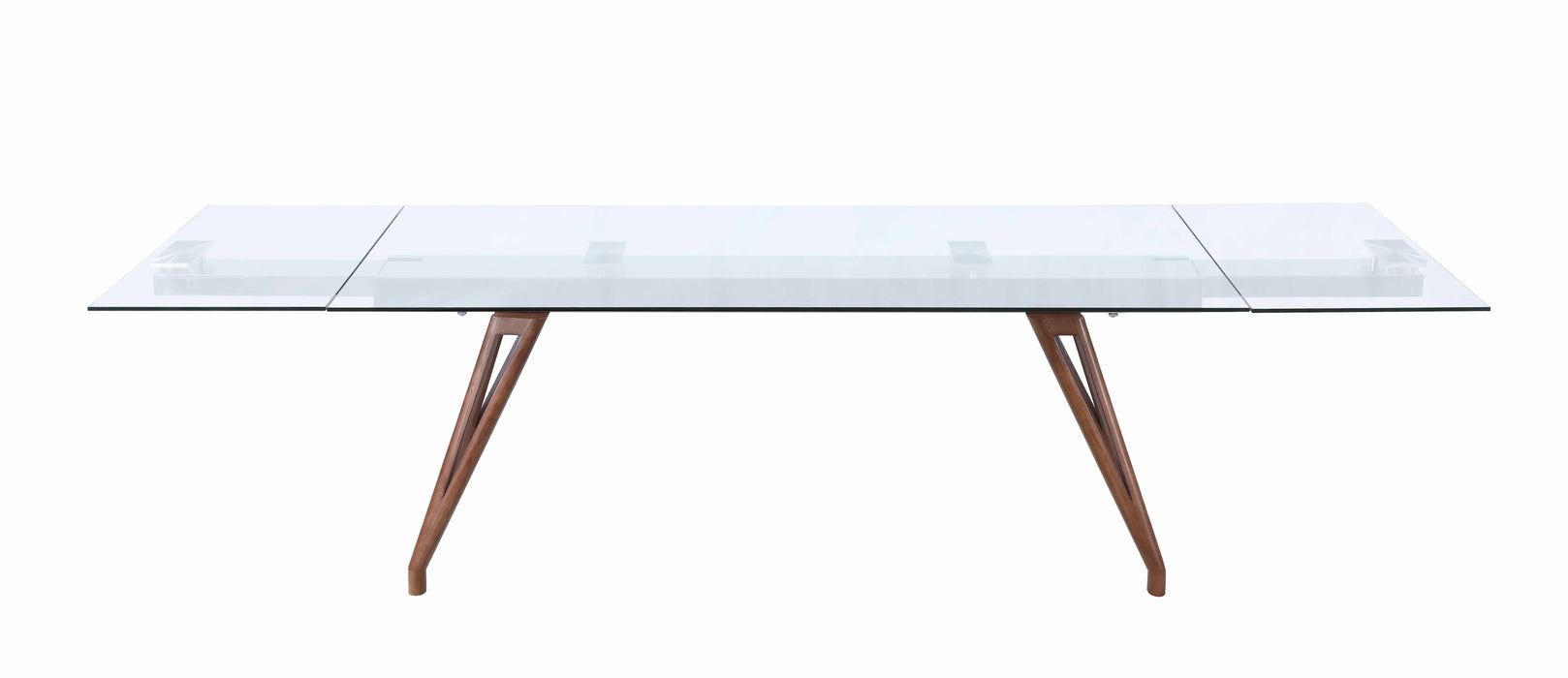 Modern Dining Table w/ Extendable Glass Top & Solid Wood Legs ERIKA-DT