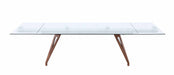 Modern Dining Table w/ Extendable Glass Top & Solid Wood Legs ERIKA-DT