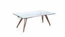 Modern Dining Table w/ Extendable Glass Top & Solid Wood Legs ERIKA-DT