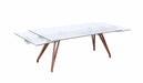 Modern Dining Table w/ Extendable Glass Top & Solid Wood Legs ERIKA-DT