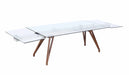 Modern Dining Table w/ Extendable Glass Top & Solid Wood Legs ERIKA-DT