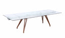 Modern Dining Table w/ Extendable Glass Top & Solid Wood Legs ERIKA-DT