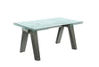 Modern Dining Table w/ Extendable Glass Top & Solid Wood Legs ESTHER-DT-GRY