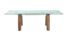 Modern Dining Table w/ Extendable Glass Top & Solid Wood Legs ESTHER-DT-WAL