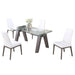Modern Dining Set w/ Extendable Glass Table & 2-Tone Chairs ESTHER-ROSARIO-GRY-5PC-WHT