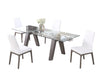 Modern Dining Set w/ Extendable Glass Table & 2-Tone Chairs ESTHER-ROSARIO-GRY-5PC-WHT