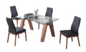 Modern Dining Set w/ Extendable Glass Table & 2-Tone Chairs ESTHER-ROSARIO-WAL-5PC-BLK
