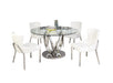 Contemporary Dining Room Set w/ Glass Top Table & 4 Chairs EVELYN-5PC-POL