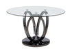 Contemporary Glass Top Dining Table w/ 3-Ring Steel Base EVELYN-DT-BKC