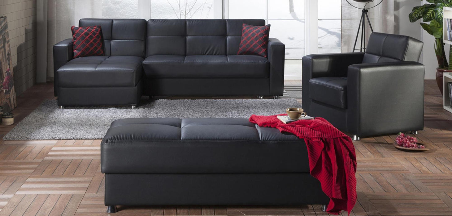 Elegant Sectional Storage Love Seat Part - Santa Glory Black