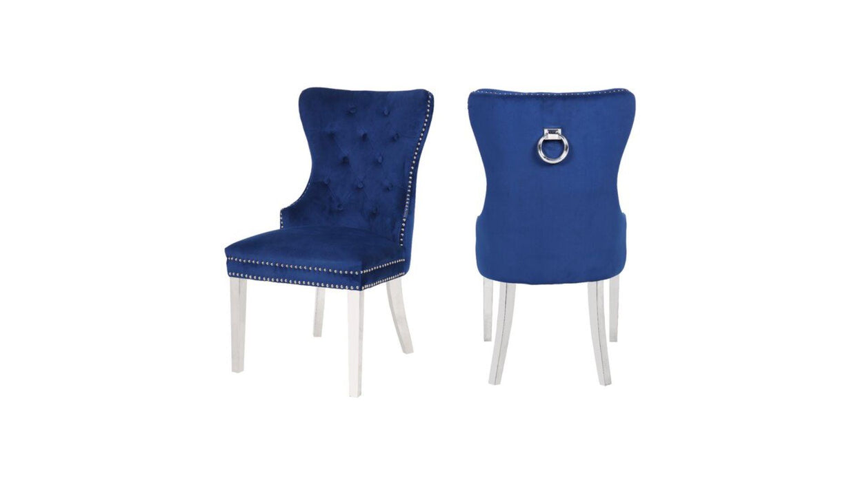 Erica Dining Chair – Erica Stainless Steel Legs Navy - 2 Chairs per BOX by Galaxy Home Furnishings