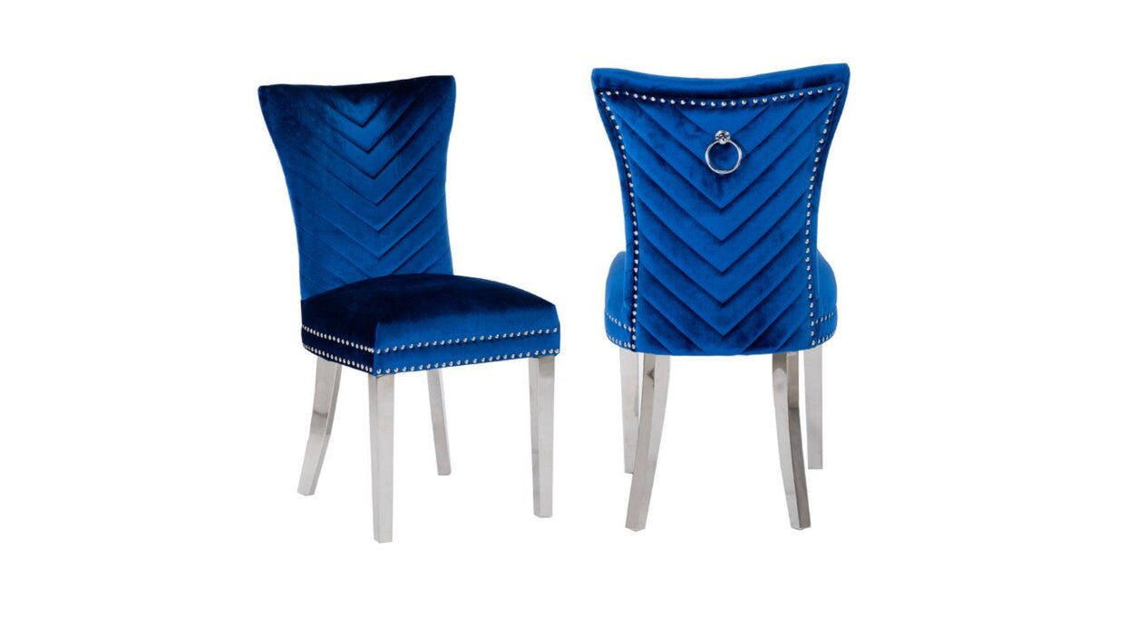 Eva Dining Chair – Eva Stainless Steel Legs Navy - 2 Chairs per BOX by Galaxy Home Furnishings