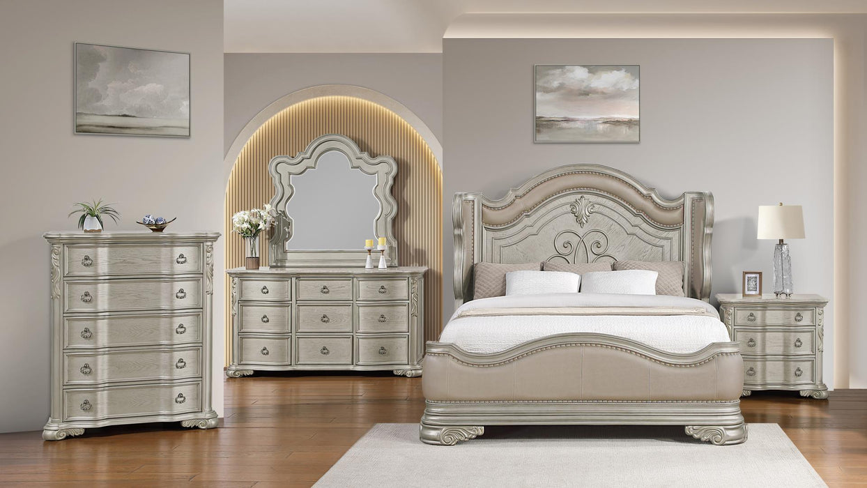 Bella Bedroom Set – Bella Queen 5 Pc Bedroom Set in Champagne by Galaxy Home Furnishings