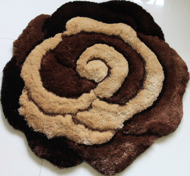 Flower Shape Hand Tufted 2-inch Thick Shag Rug (36-in Diameter)