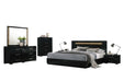 Modern Gloss Black King Bed w/ LED Lighting FLORENCE-KG-BED