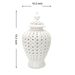 Beloved White Ceramic Ginger Jar Vase with Decorative Design and Removable Lid