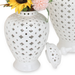 Beloved White Ceramic Ginger Jar Vase with Decorative Design and Removable Lid