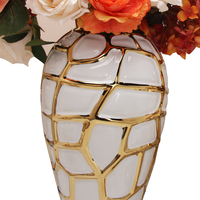 Regal White Gilded 12.5 Ginger Jar with Removable Lid