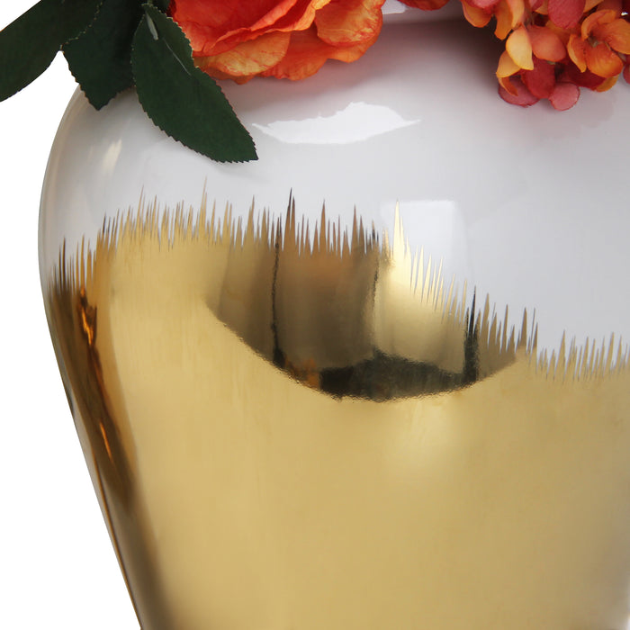 Regal White Gilded 15 Ginger Jar with Removable Lid