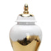 Regal White Gilded 15 Ginger Jar with Removable Lid
