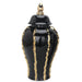 Regal Black Gilded 15 Ginger Jar with Removable Lid