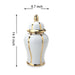 Regal White Linear Gilded 14 Ginger Jar with Removable Lid