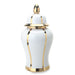 Regal White Linear Gilded 19 Ginger Jar with Removable Lid