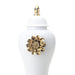 Regal White 18.5 Ginger Jar with Gilded Flower